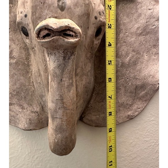 Vtg Gray Elephant Head Realistic Concrete Wall Art Hanging Sculpture LARGE OOAK - Picture 6 of 13